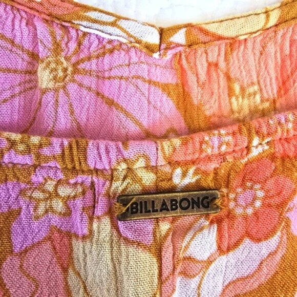 Billabong Women's Sundress Size XL Mini Dress Tiered Orange Vacation Boho Flowy - Picture 13 of 15